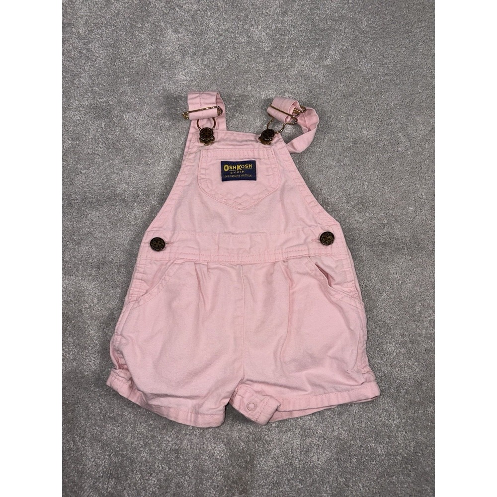 oshkosh b'gosh kids vintage pink shortalls overalls vestbak pink 18 months USA